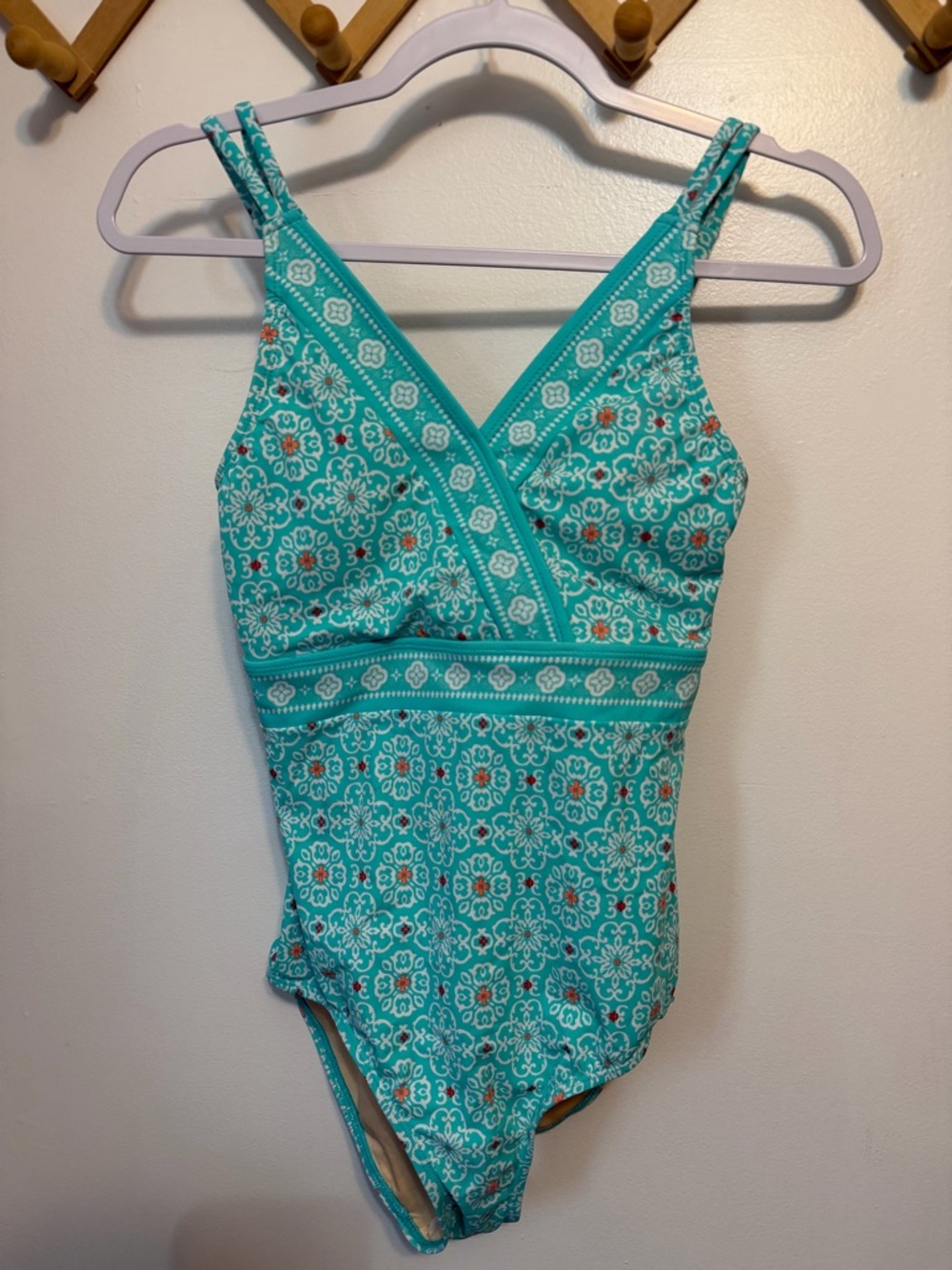 Cabana Life‎ x Talbots One Piece Swimsuit Womens Size Small Blue Geometric Beach
